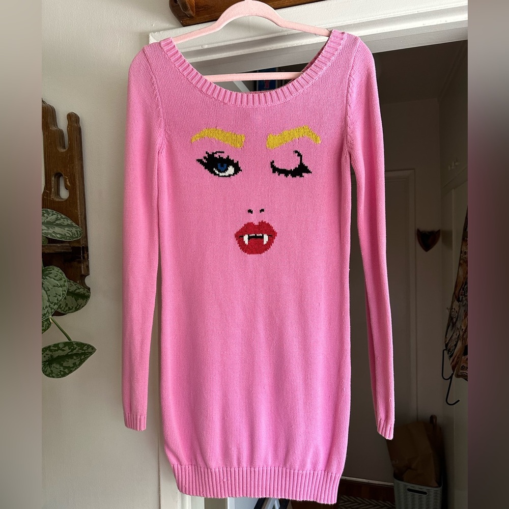 Rare Vintage Betsey Johnson Marilyn Monroe Vampire Bodycon Sweaterdress